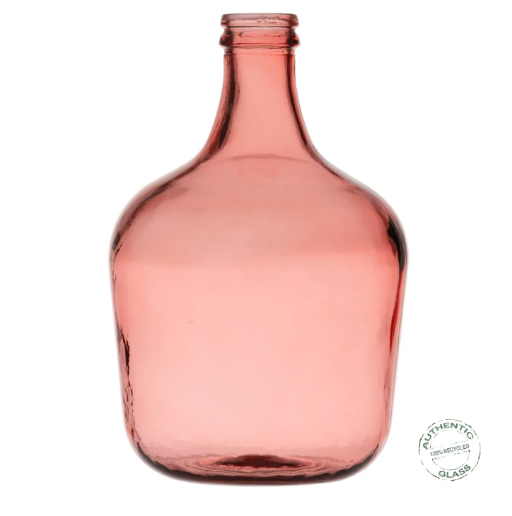GARRAFA ROSA VIDRIO RECICLADO DECORACIÓN