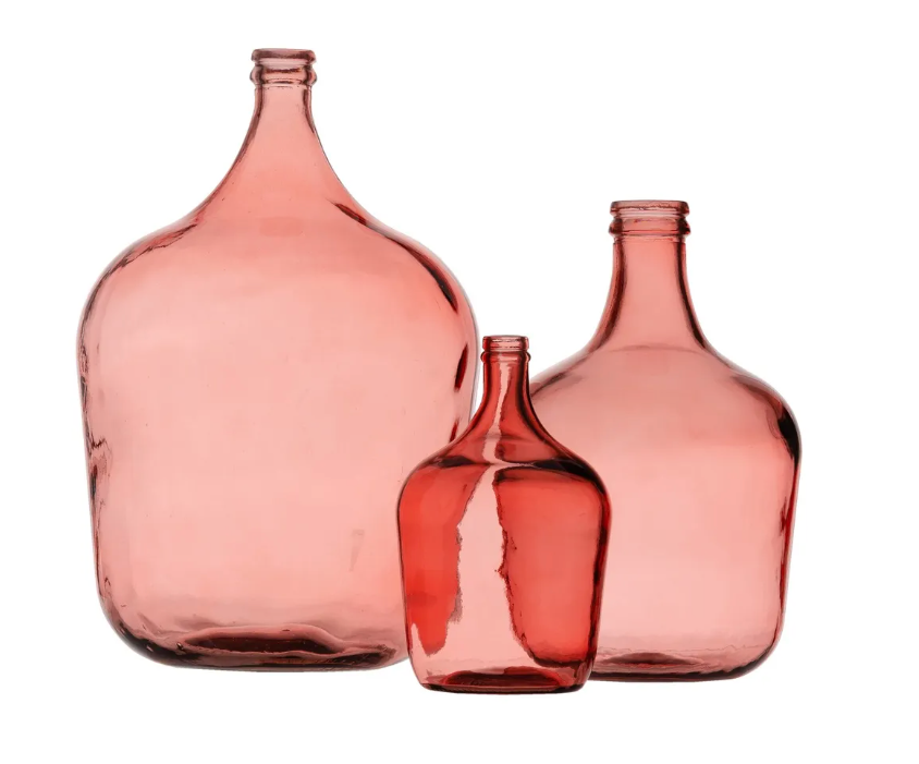 GARRAFA ROSA VIDRIO RECICLADO DECORACIÓN