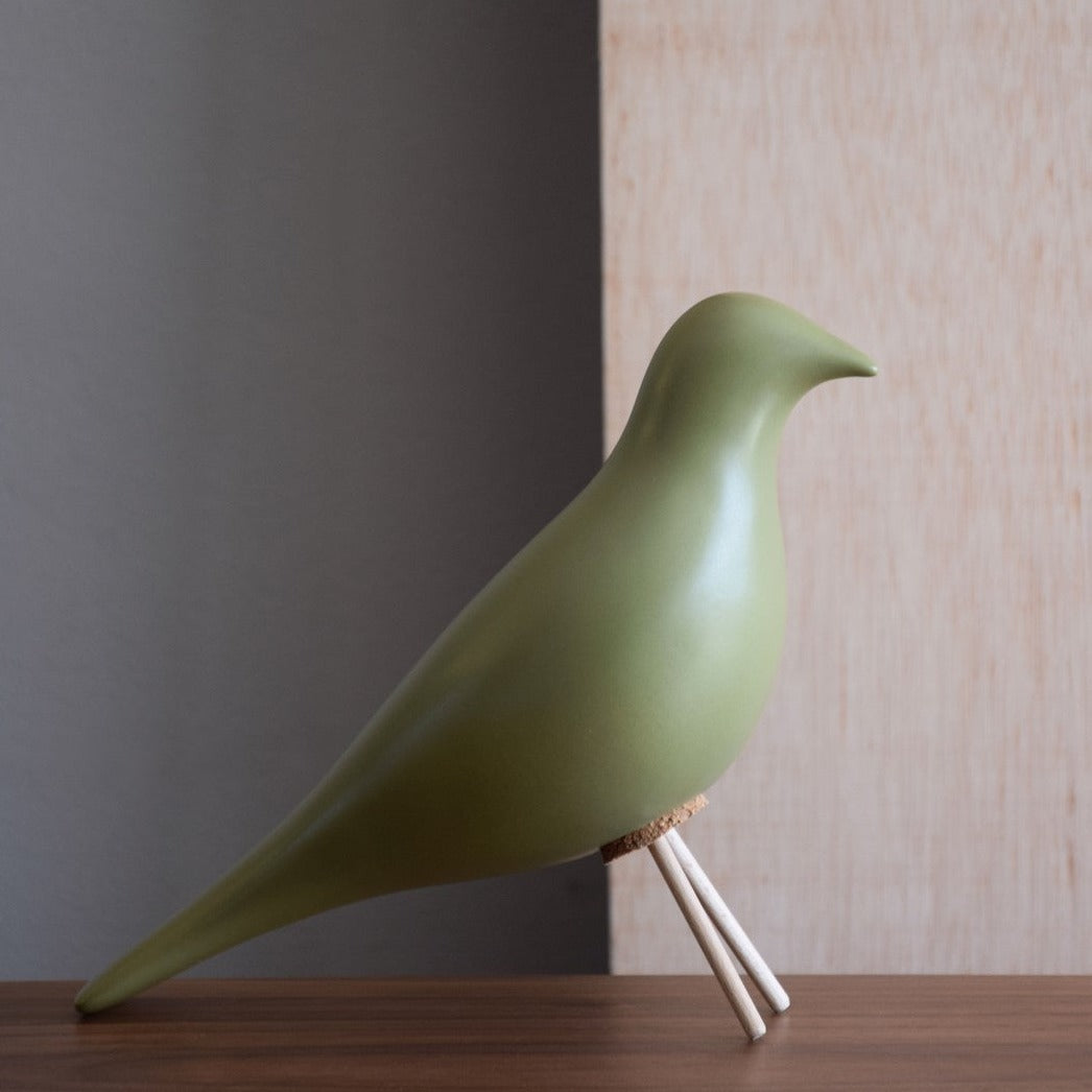 PÁJARO CERÁMICA VERDE MATE