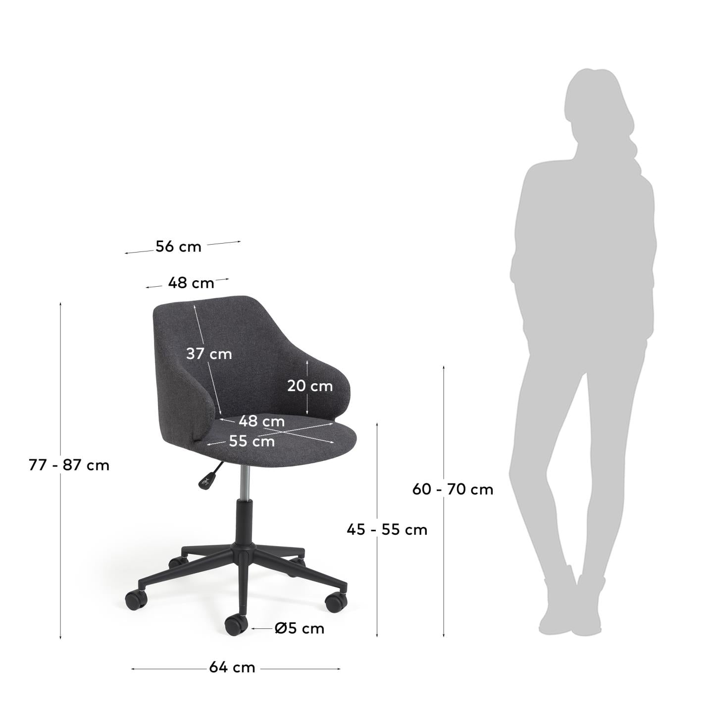 SILLA DE ESCRITORIO EINARA GRIS OSCURO