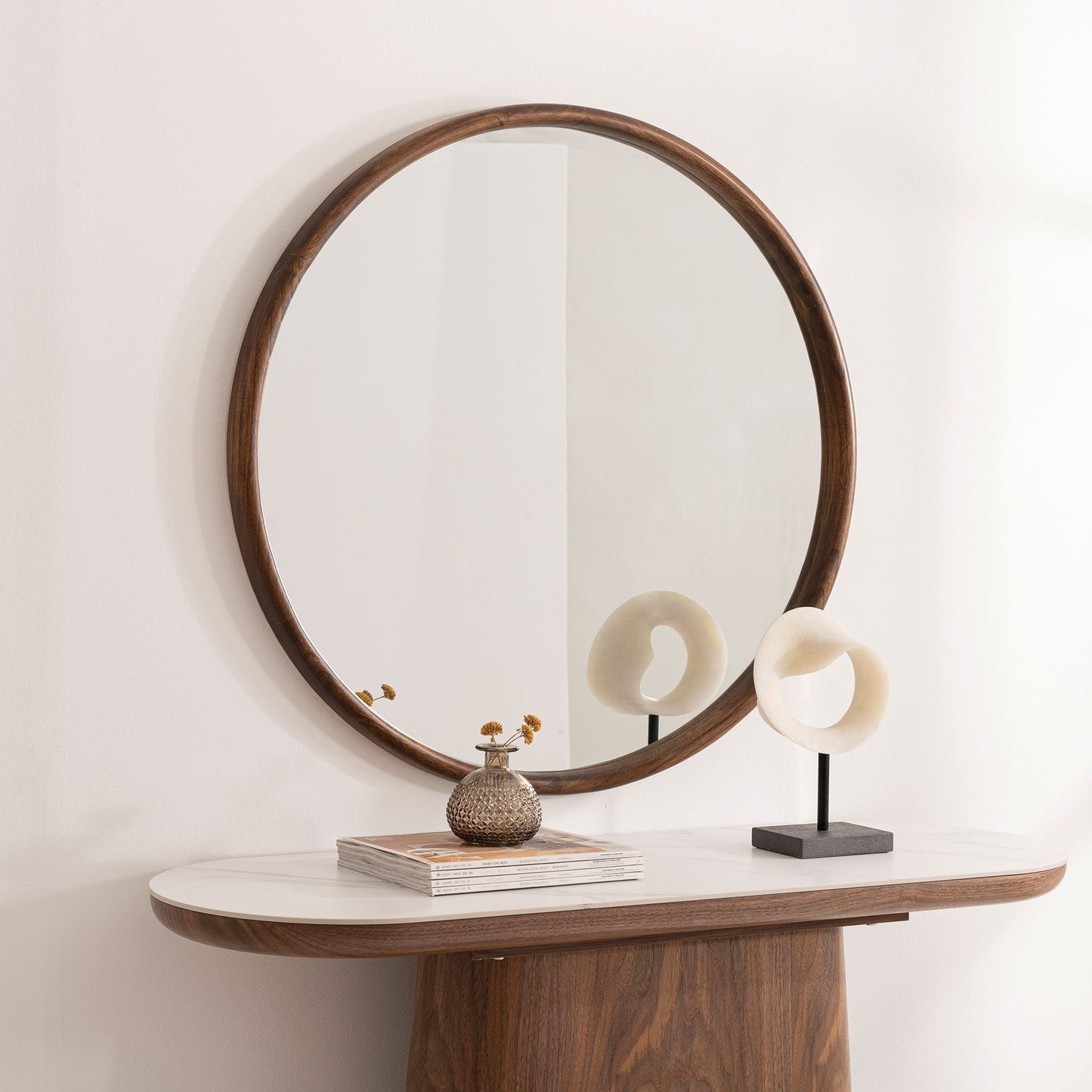 ESPEJO CIRCULAR 120x120 MADERA MACIZA NOGAL
