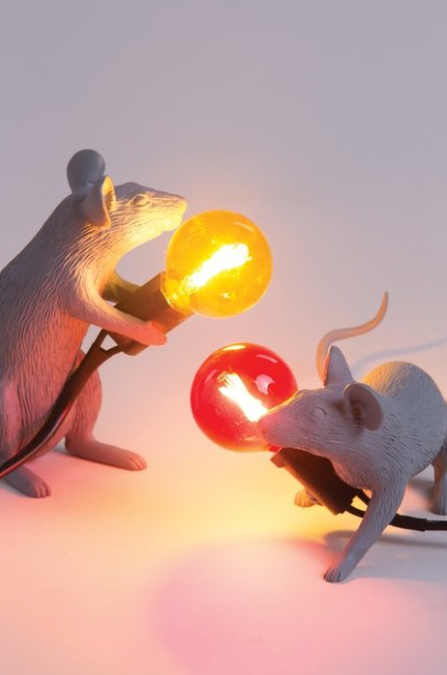 LÁMPARA MOUSE GRAY RED BULB