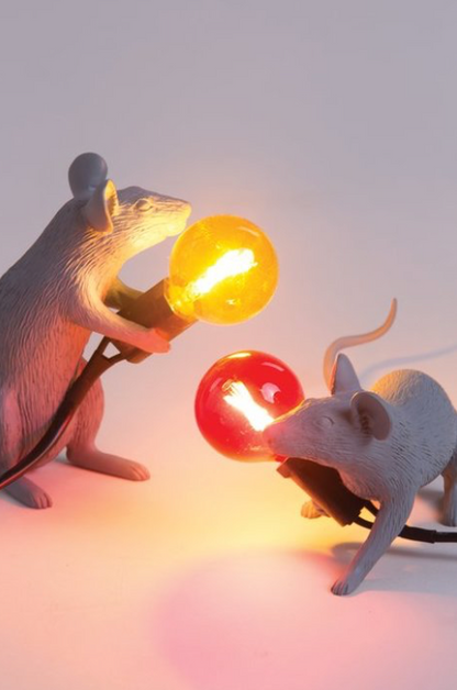 LÁMPARA MOUSE GRAY RED BULB