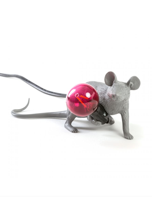 LÁMPARA MOUSE GRAY RED BULB