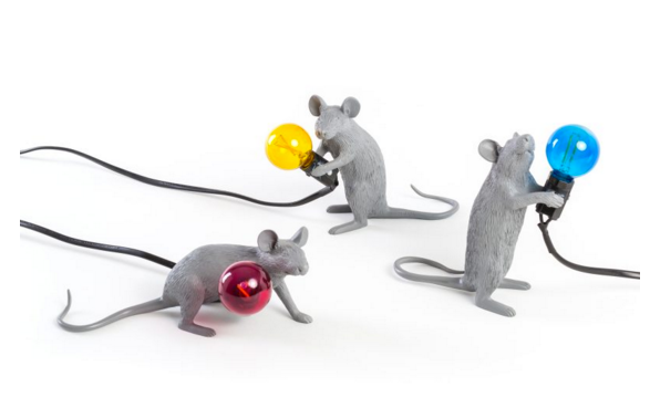 LÁMPARA MOUSE GRAY RED BULB