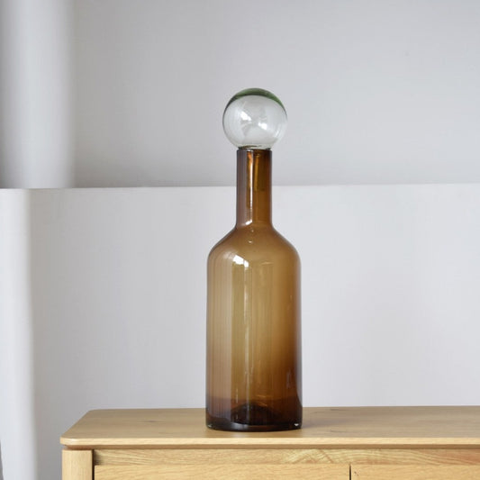 BOTELLA DE VIDRIO AMBAR Y VERDE GRANDE